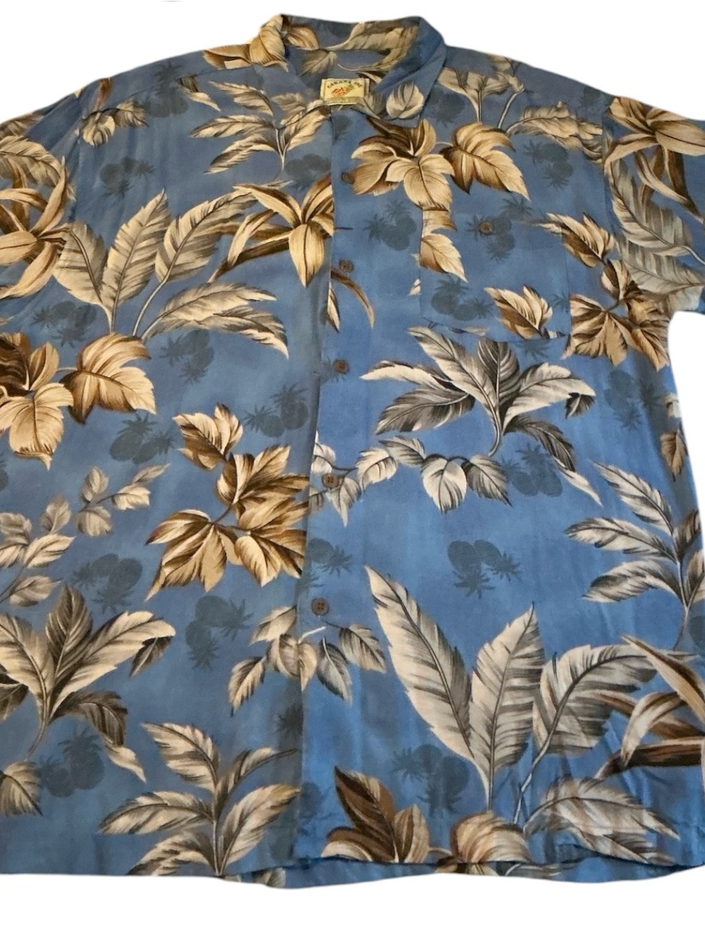 Men's Blue Tropical Floral Short-Sleeve Shirt